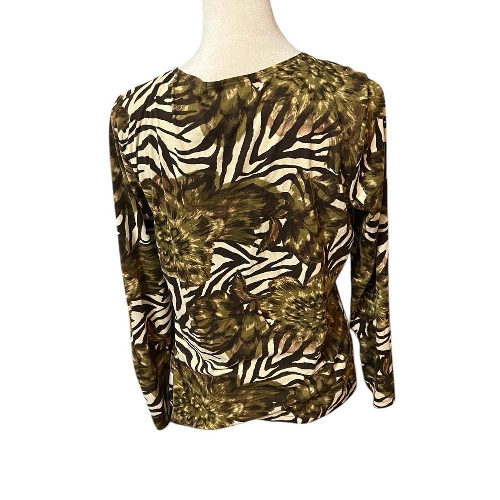 Vintage Suzie Womens Animal Print Blouse Size Large Multicolor Long Sleeve - Picture 3 of 4